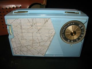 Ge General Electric Model P - 806a Blue Vintage Transistor Am Radio Case
