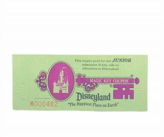 Disneyland Magic Key Coupon 1956 Vtg Mcm Walt Disney Ticket Junior Ephemera A7