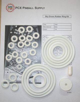 1964 Bally Sky Divers Pinball Machined Rubber Ring Kit