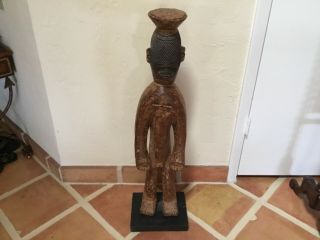 Antique African Wood Tribal Female Figure Carving Congo Old Patina Imposing 34”