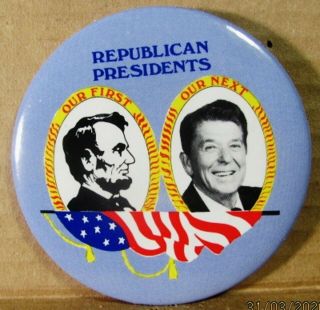 1980 Ronald Reagan Campaign Pin With Abe Lincoln