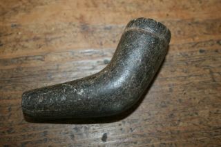 Antique Carved Black Stone Elbow Pipe Bowl Native American Indian Primitive