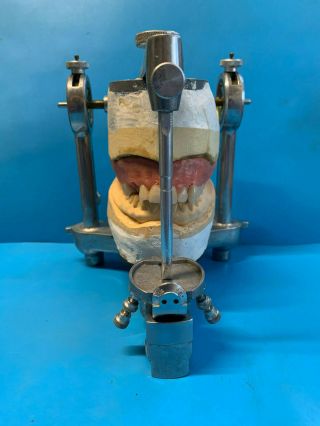 Vtg Hanau Dental Articulator Condylar With Upper Teeth Bottom Mounted Cast