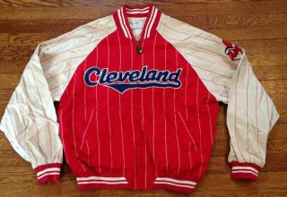 Vintage 90s Cleveland Indians Mirage 1990s Mlb Baseball Jacket Size Xl