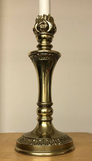 Vintage Stiffel Brass Torch Flame Table Lamp Hollywood Regency / Mid Century Mcm