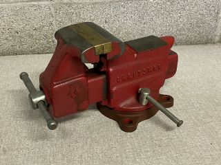 Vintage Craftsman Vise With 3 - 1/2” Brass Jaws Swivel Base Made In U.  S.  A.