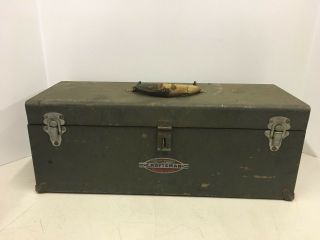 Vintage Craftsman Tool Box With Tray Oval Logo Leather Handle Toolbox Chest