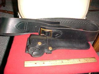 Vintage Hunter 27 Black Tooled Leather Western Holster Belt Size L,  38 Cal,  Ammo