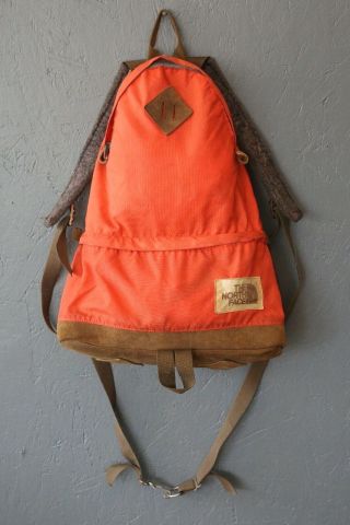 Vintage North Face Canvas Leather Tear Drop Backpack Brown Label Hiking Camping