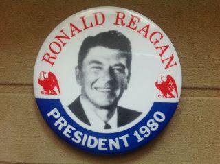 Ronald Reagan (for) President 1980 Picture Button Pin Pinback 3 " Nm - Mt