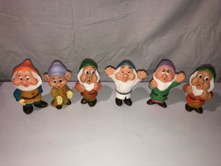 Vintage Walt Disney The Seven Dwarfs Set Of 6 Figures Rubber Plastic Toy 5 "