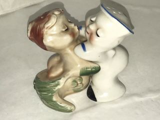 Vintage Van Tellingen Mermaid & Sailor Salt & Pepper Shaker Set Ceramic Rare