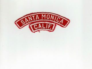 BOY SCOUTS CSP RED AND WHITE RWS SHOULDER SANTA MONICA CALIF.  PATCH 2