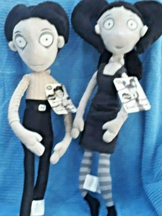 Disney Tim Burton FRANKENWEENIE Victor & Elsa bendable plush dolls with tags 2