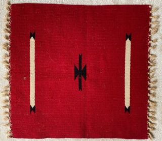 Vintage Chimayo Red Wool Table Mat,  C.  1920 - 40s