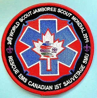 Rare 2019 World Jamboree " Rescue Ems " Emergency Canada Medical Badge Patch Wsj