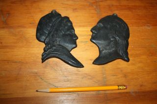 George & Martha Washington Wall Plaque Silhouette Head Bust Cast Iron 3