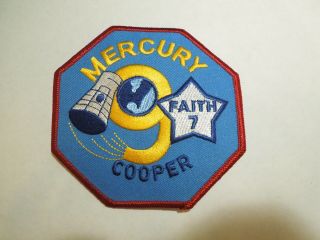 Nasa Space Mission Mercury 9 Faith 7 Cooper Embroidered Iron On Patch 2 Lighter