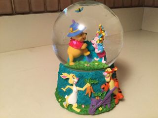 Disney Winnie The Pooh,  Piglet,  Tigger,  Eeyore & Rabbit Snow Globe - Music Box