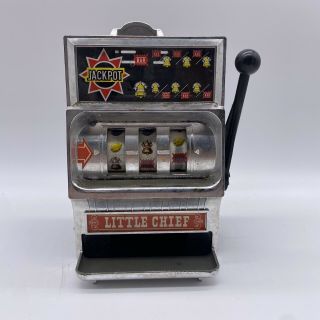 Vintage Little Chief Jackpot Slot Machine Bank Waco Japan One Armed Bandit