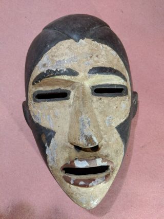 Painted African Mask Of Unknown Origin — Authentic Hand Carved Wood Artwork