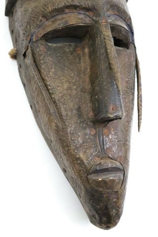 Antique African Tribal Art Bamana Kore Mask Marka Bronze & Wood Mali 3