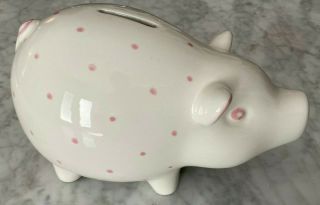 Tiffany & Co.  Ceramic Piggy Bank - Hand Painted Pink Polka Dots