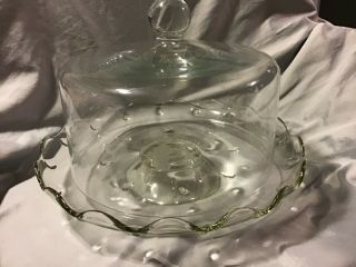 Vintage Princess House Etched Crystal Heritage Domed / Dome Cake Plate / Stand