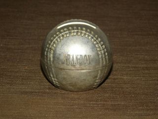 Vintage 2 1/2 " High Metal Brandon Baseball Bank