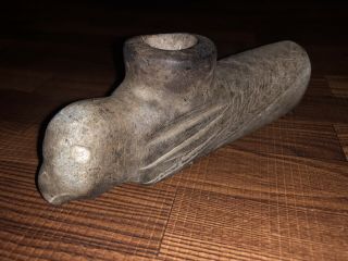Ancient Carved Stone Native American Artifact Bird Effigy Pipe 2