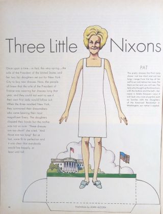 Vintage 3 Little Nixon ' s Paper Doll White - house Print Article - 1970 Art Poster 3
