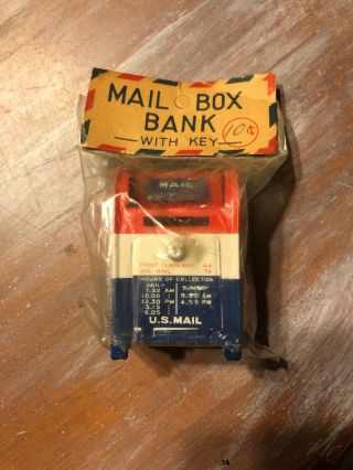 Vintage Us Post Office Mail Box Tin Toy Savings Bank Japan