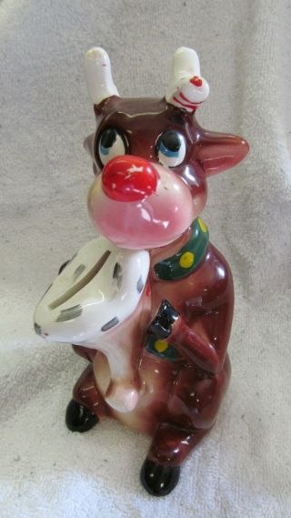 Vintage Kreiss Ceramics Christmas Coin Bank Reindeer Rudolph Figurine