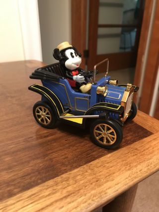 Vintage 1981 Walt Disney Company Mickey Mouse In Tin Car Lever Movement