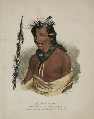 1830s Native American Indian Currier & Ives Style Stone Litho James Otto Lewis 1