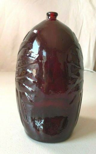Ruby Red Lenape Indian Head Glass Coin Bank Bottle Jar Wheaton N.  J.  1980 3