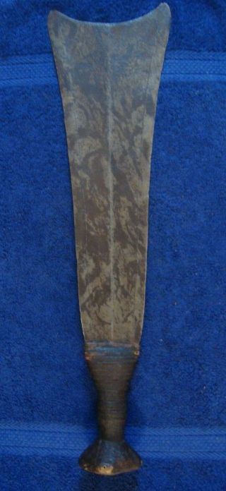 19th Century African Congo Tribal War Sword Or Ilwoon W/ Unusual Blade Shape