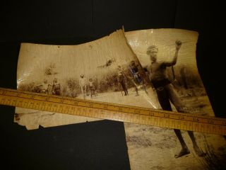 2 Victorian Photos Of Natives - Appear To Be Aborigine With Spears (d