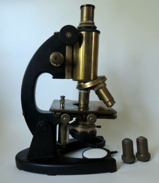 Vintage German Zeiss Winkel Microscope No.  125552 In Wooden Case,  Circa 1930?