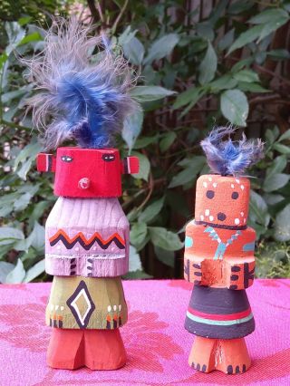 Native American Indian Vintage Navajo / Hopi Kachina Dolls.  Route 66.  Uk Seller