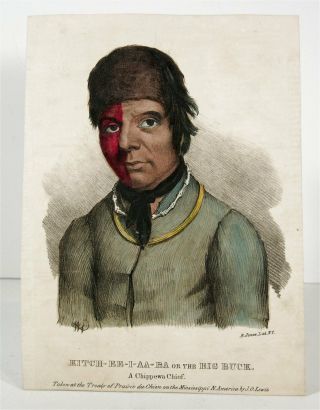 1830s Native American Indian Currier & Ives Style Stone Litho James Otto Lewis 3