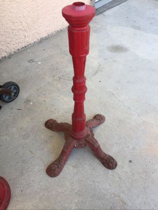 Vintage Cast Iron Carousel Gumball Machine Floor Stand Base Ornate Red 25 " Part