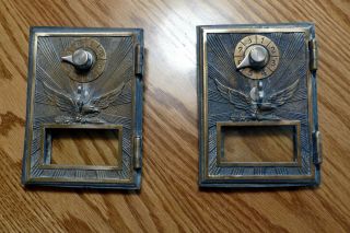 2 Vintage Post Office Box Doors Single Dial American Eagle