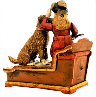 1897 Recreation Antique Cast Iron Mechanical Speaking Dog Money Box Bank MB 04 2