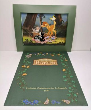 Disney Store Bambi 1997 Exclusive Commemorative Lithograph W Envelope