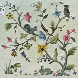 Elsa Williams Woodland Tree Of Life Vtg Crewel Kit Jacobean Embroidery Rabbit Ow