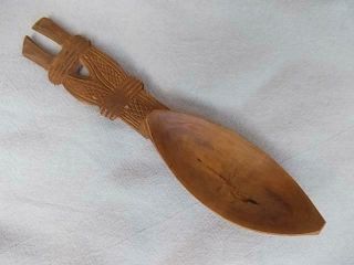983 / Antique Late 19th Century African Tribal Hand Carved Wooden Yam Scoop
