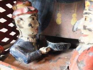 19thC Antique Punch and Judy Cast Iron Mechanical Bank,  Shepard Hardware Co,  NR 3