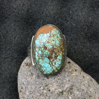 Vintage Native American Ring With Number 8 Turquoise