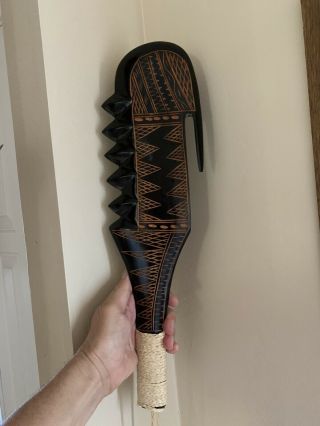 Polynesian/Samoan War club Nifo Oti Plus Hawaiian Pahoa Dagger.  Tiki Decor Items 2